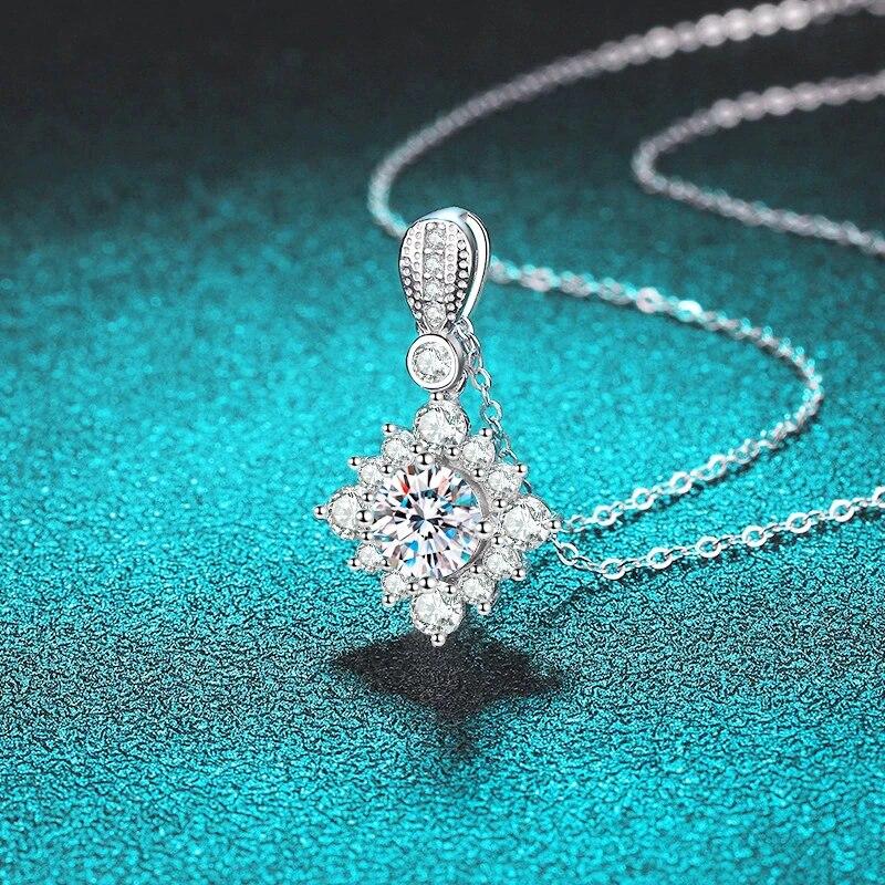 

D Цвет 1-каратное белое золото с покрытием из муассанита для женщин Подвеска с бриллиантом идеальной огранки 100% серебро S925