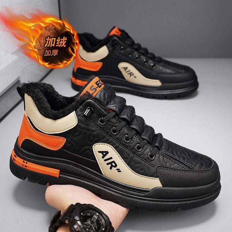 Arbeitsversicherung Herrenschuhe Herbst Lederoberfläche Freizeitschuhe Winter Samt Baumwollschuhe Dicke Sohle Erhöhend Forrest Gump Papa