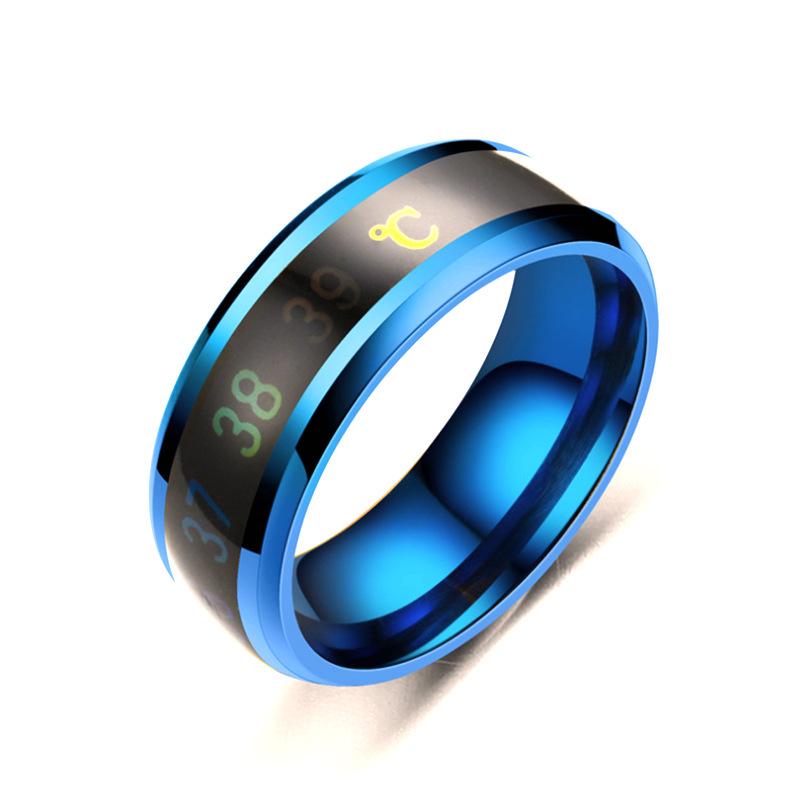 Color-Changing Titanium Steel Temperature Ring - Smart Temperature Sensing for Couples