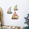 3 Pcs Wooden Sailboat Wall Art Coastal Nautical Sailboat Wall Sculpture Vintage Lake House Wall Hanging Decor for Living Room Bedroom Nursery