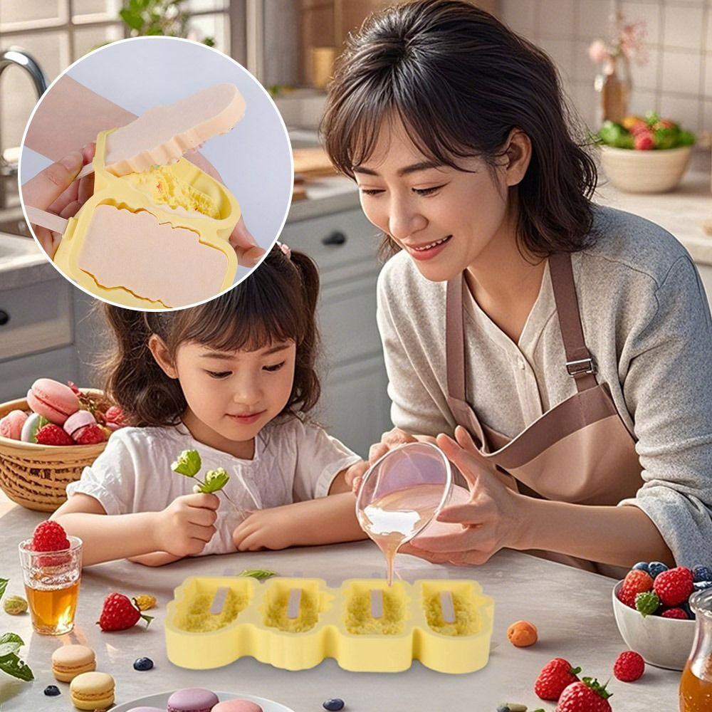 

Flower Pattern Popsicle Mold Silicone Ice-Pop Making Mould Food Grade Ice Cube Maker Dessert зелений