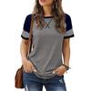 Neues Damen Gradient Kurzarm Spleiß T-Shirt