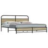 Metal Bed Frame without Mattress Sonoma Oak Finish 193 x 203 cm