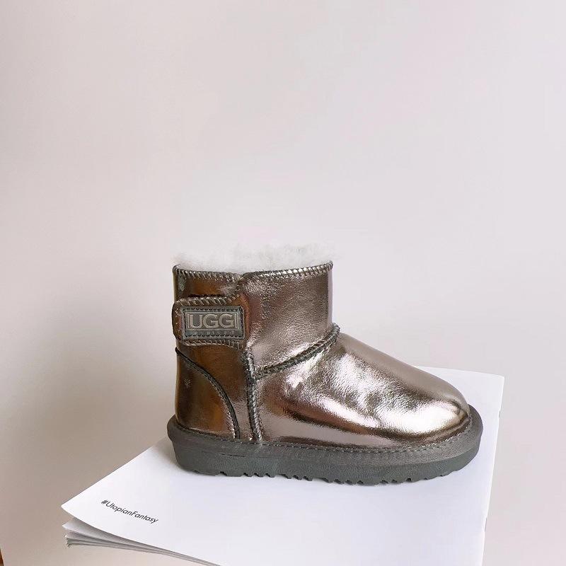 Children's Genuine Leather Snow Boots Sheepskin Fur Integrated Short Boots Waterproof Non-slip Cotton Shoes