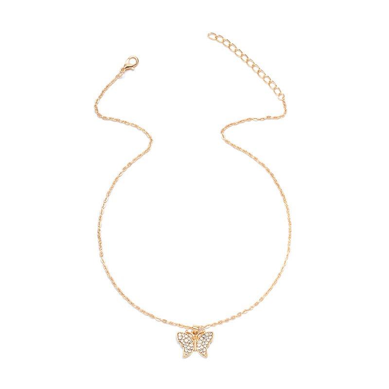 Butterfly necklace jewelry simple fashion versatile niche sweater accessories full of diamond collarbone chain women