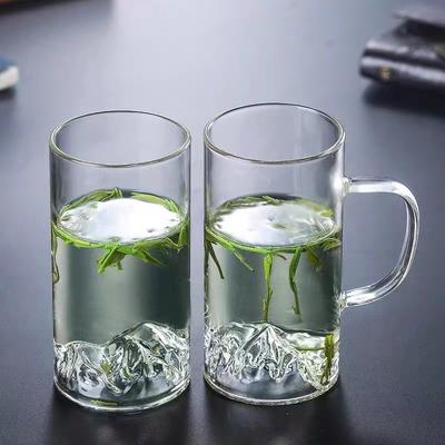 Glass Creative Mountain Peak Heat-resistant Glass Filter Flower Teacup Guanshan Cup with Handle Tea Cup
