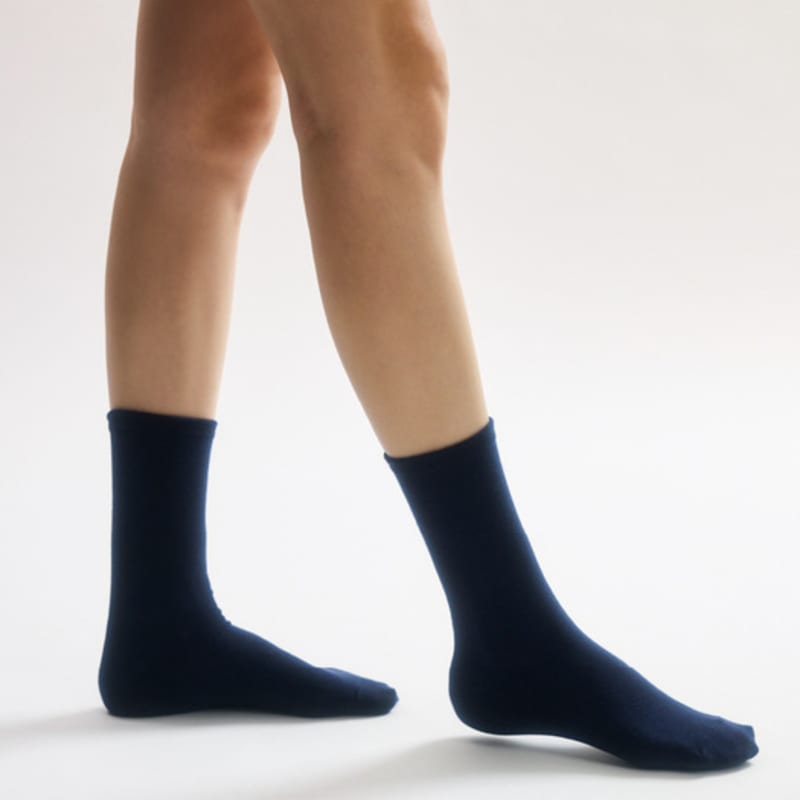 BOCION Dark Navy Solid Color Long Socks