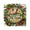 Vintage Farm Pig Round Metal Wall Art Home Decor Sign