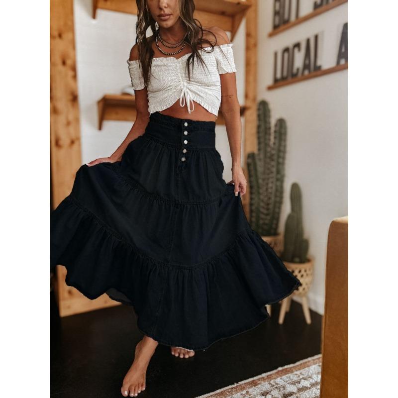 VEZFAA Women's Vintage Bohemia Casual Summer Spring Skirts