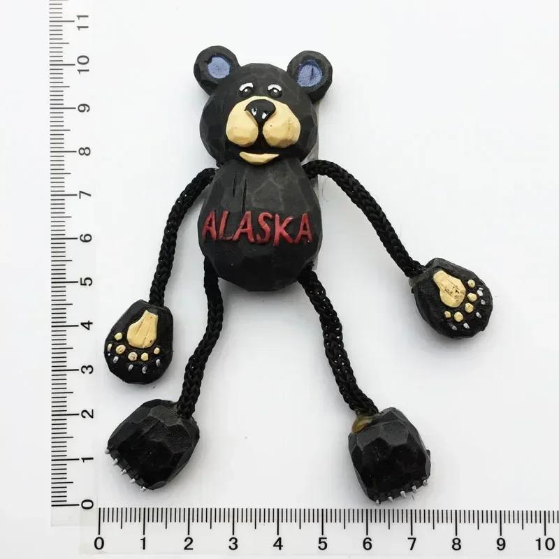 USA Alaska Bear Kawaii Fridge Magnets Tourism Souvenir British Canada Bear Refrigerator Magnetic Stickers Cute Magnet Decor Gift