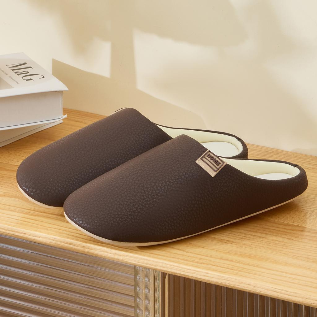 Women Home Slippers PU Warm Slides Comfortable Non-slip Slippers Indoor Outdoor Men Casual Slippers