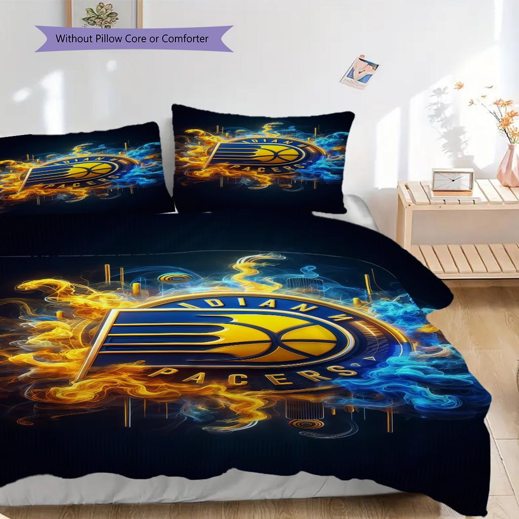 Indiana Pacers Bold Dynamic Bedding(1 * Duvet Cover + 2 * Pillowcase, Without Core) Duvet Cover and Pillowcase Soft and Comfortable