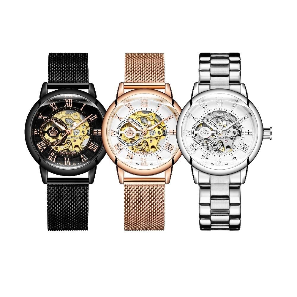 Orologi Meccanici di Lusso da Donna Oro Rosa Scheletro Automatici da Polso Regalo
