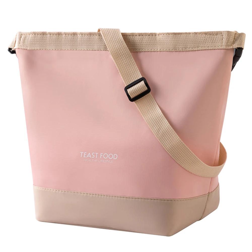 

Foldable Lunch Bag with Aluminum Foil Insulated Lunch Bag Waterproof Lunch Tote Bags Large Capacity for Outdoor Travel Work розовый