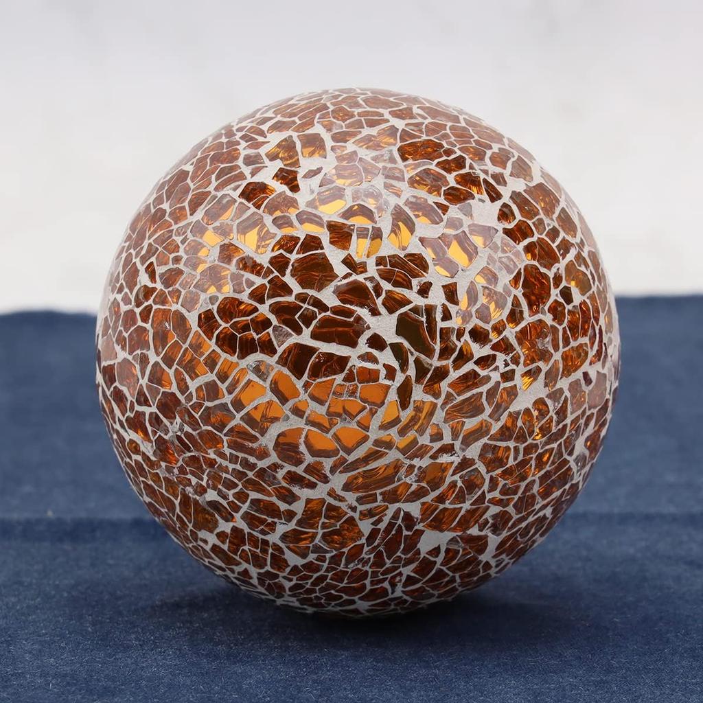 3pcs Decorative Glass Balls for Bowls 3.35inch Mosaic Glass Orbs Ball Gold Sphere Decor Globe Vases Dining Table Party Centerpiece
