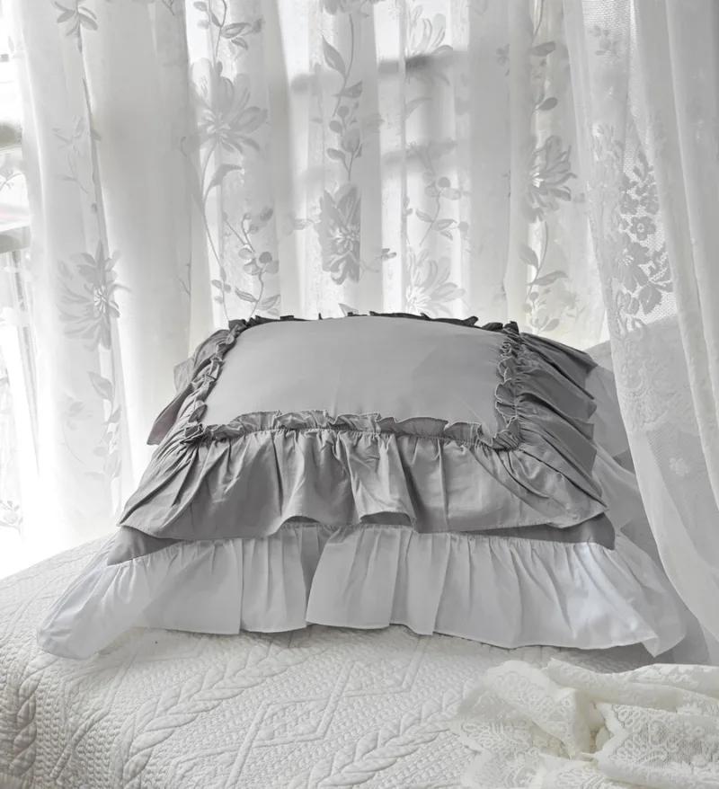 

45x45 см/50x50 см Французская элегантная принцесса Пастораль домашний текстиль Наволочка для подушки Кружевная кромка Оборка Розовый цветок Наволочка для девочки Хлопок 45x45cm