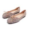 Spring New Pearl Rhinestone Square Head Single Shoes Soft-soled Casual Flats