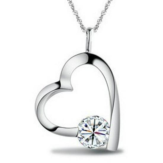 925 Sterling Silver Korean Heart Pendant Necklace - Elegant Gift for Girlfriend