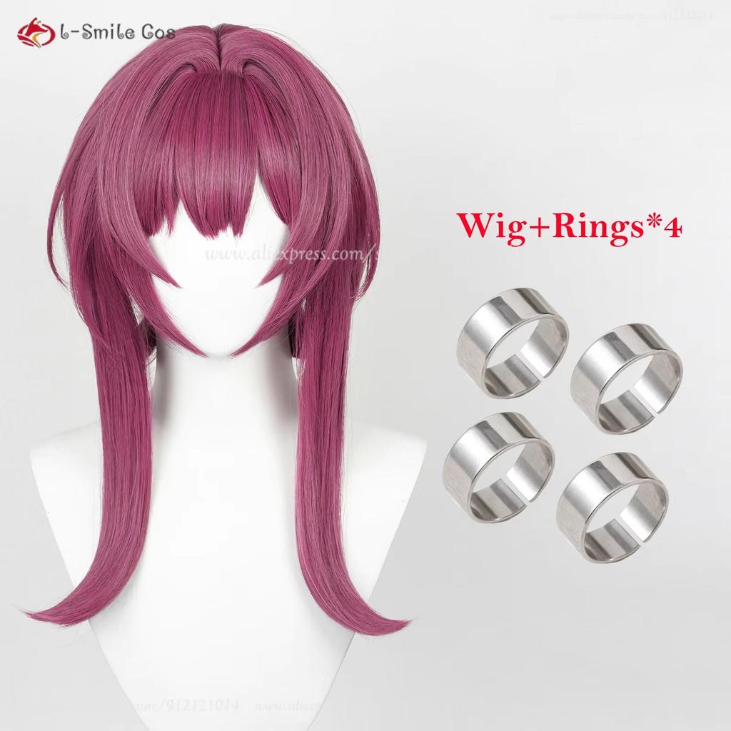 43cm Kafka Cosplay Wig Rose Purple Kafka Anime Wigs With Ponytail Clip Heat Resistant Synthetic Hair Halloween Wig + Wig Cap