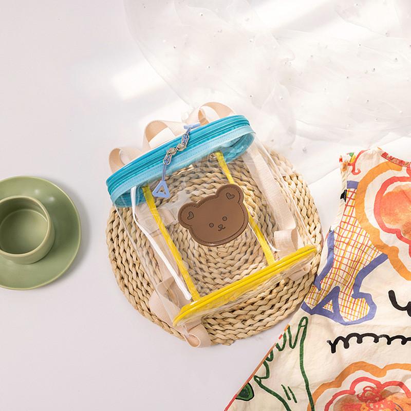 Fun And Stylish Jelly Backpack For Children With Bear Cartoon Design Perfect For Preschoolers синий