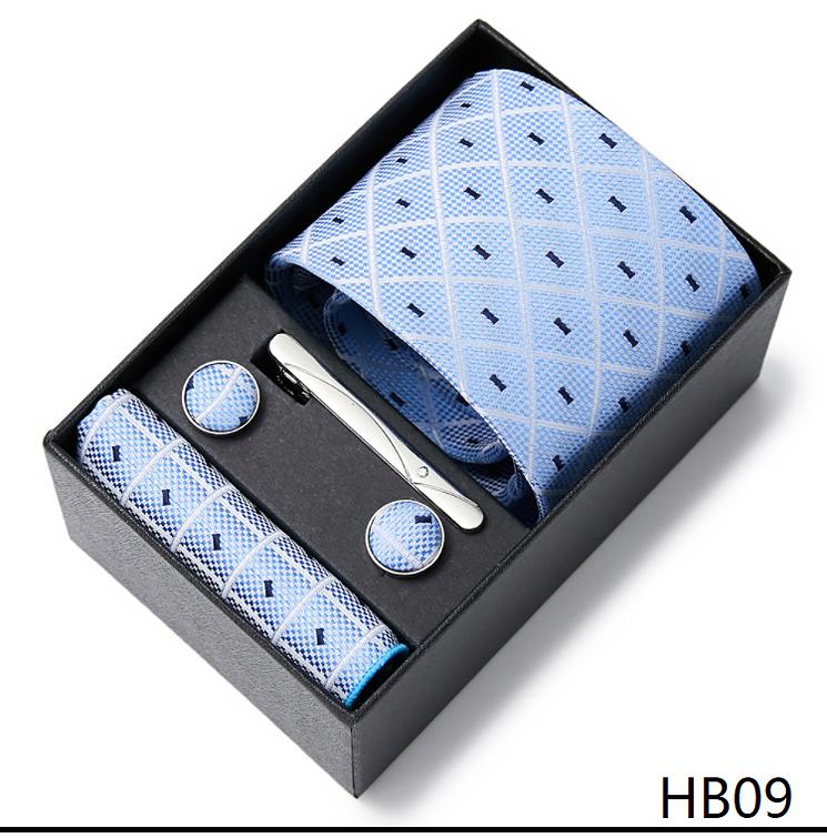 Newest design Tie Handkerchief Cufflink Set Necktie Box Wedding Accessories Striped Performance