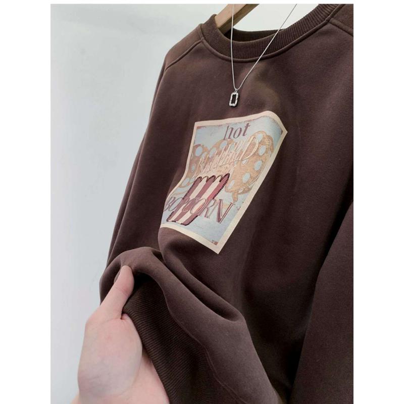 Módní mikina bez kapuce s novým kulatým výstřihem, dámský top z dětsky měkkého materiálu