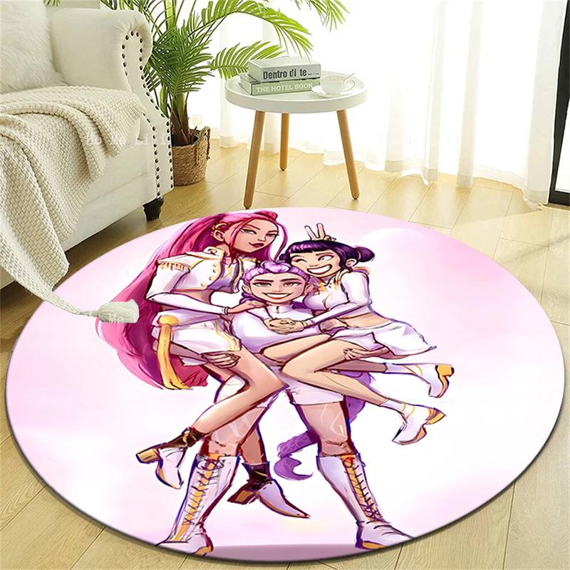 1pc KPop Demon Hunters8 Design Printed Area Round Carpet for Bedroom Living Room Home Decor Rugs Mat Non Slip Mat Rug for Bedside