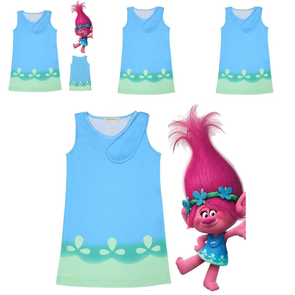 Entzückendes Trolls Poppy Cosplay-Kostüm für Kinder Perfekt für Geburtstagsfeiern