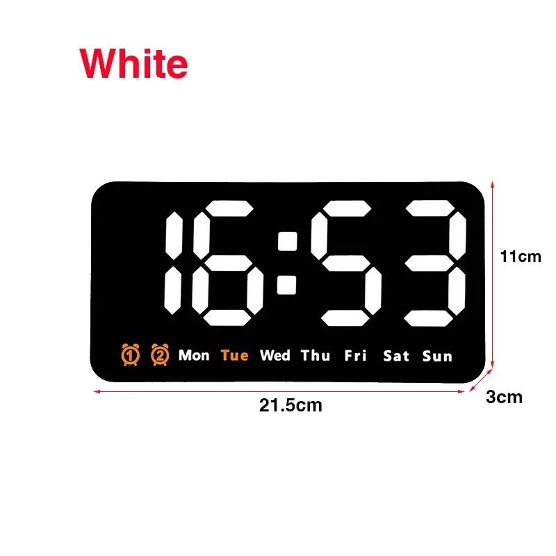Electronic Wall Clock Temperature Date Table Clock Wall-mounted Dual Alarms Digital LED Clocks for Home Bedroom Voice Control