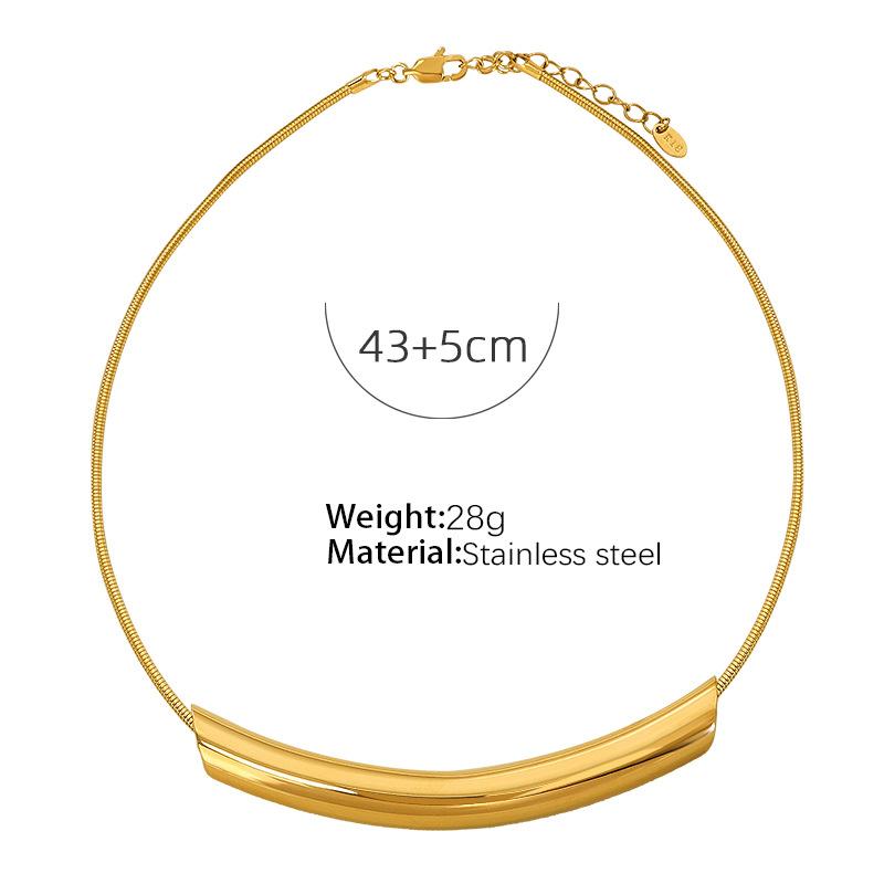 OL wind titanium steel curved pipe collar, other minimalist design, snake bone chain, titanium steel 18k gold-plated personality