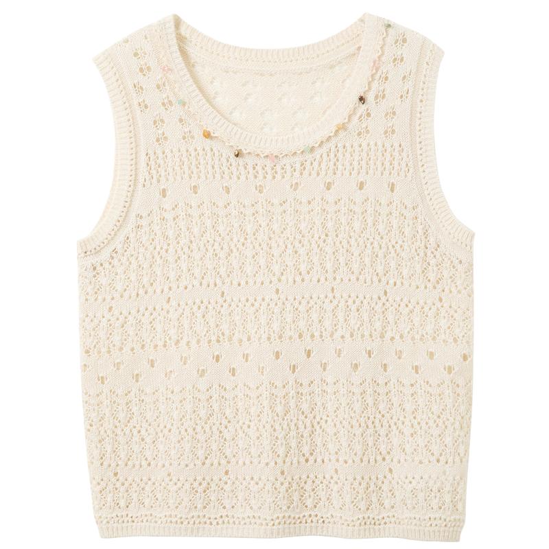 Sancai Bohemian Hollow Knit Sleeveless Top L