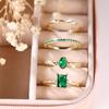 4pcs Female Green Zircon Stone Ring Set Trendy Yellow Gold Color Engagement Cute Bride Wedding Jewelry Gift For Women