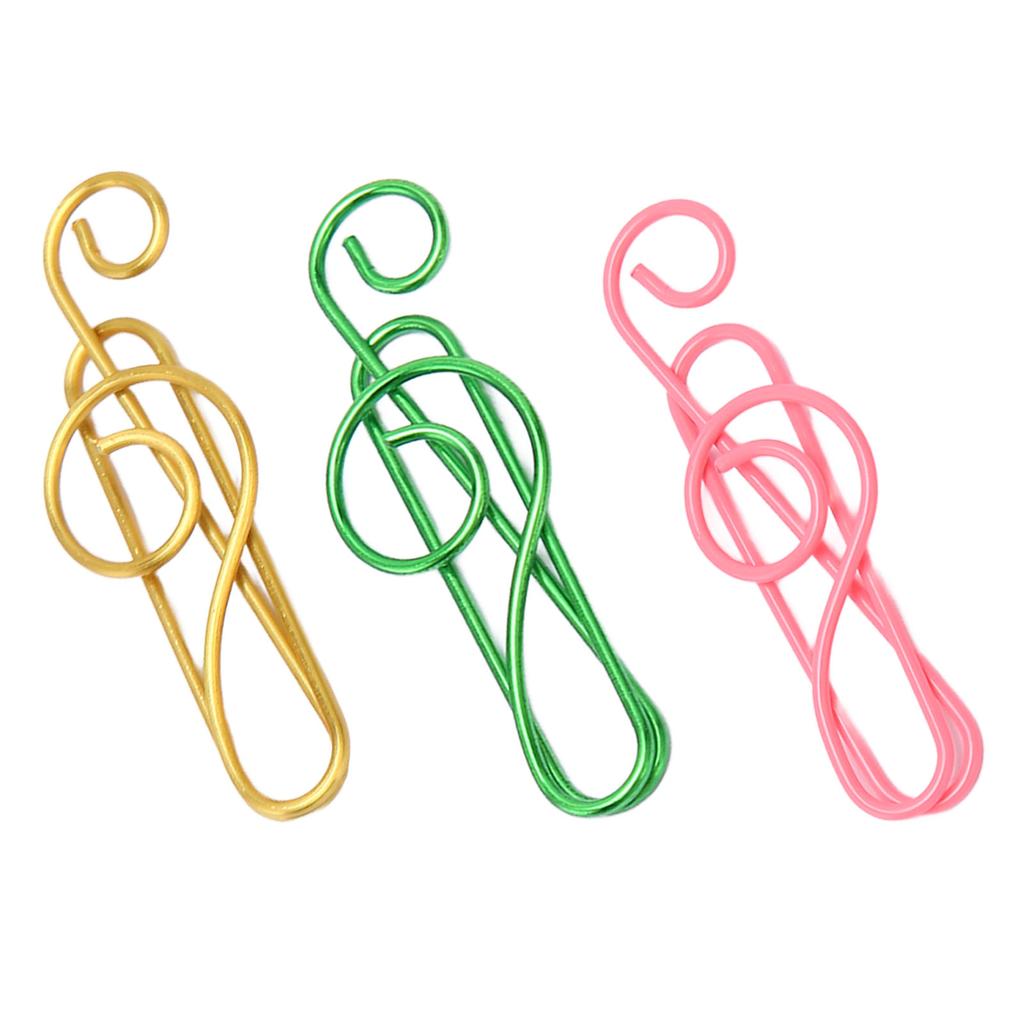 100Pcs Fancy Paperclips Music Note Style Anti Slip Metal Box Packed Cute Paper Clips for Notebook Sc