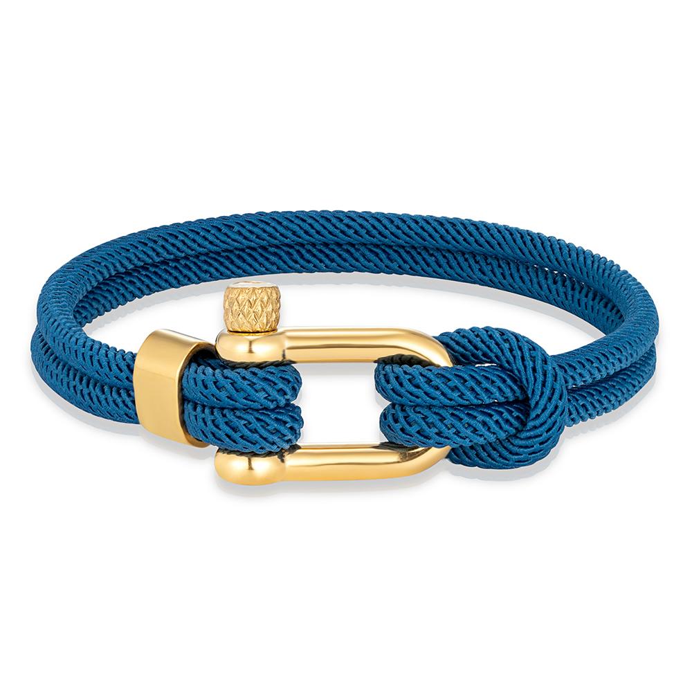Gold Color Stainless Steel Shackle Bracelet Simple Double Strand Nautical Rope Bracelets for Men Women Handmade Jewelry