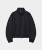 Noirer Wool Whipcord Harrington Jacket (Navy)