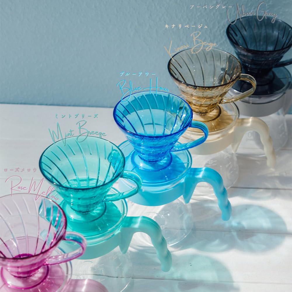 HARIO V60 Color Brew Hand Drip Set for Includes Glass Measuring 40 Paper and Recipe 1-2 Cups, Heat-Resistant Server, Spoon, Sheets, Book, Off-White