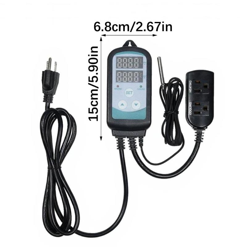Digital Temperature Controller 1100W 110V for Greenhouses Mushroom Cultivation Home Brewing Heating with Accurate Digital Display