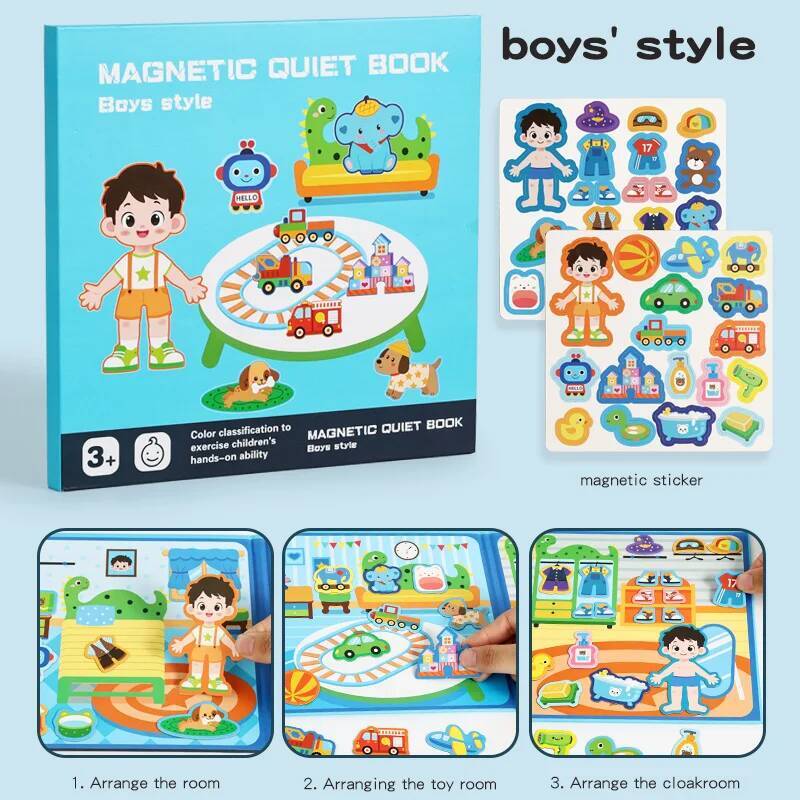 Magnetic Quiet Book My First Busy Book Paste Matching Game DIY Repeatable Magnet Stickers Montessori Toys for Children Gifts