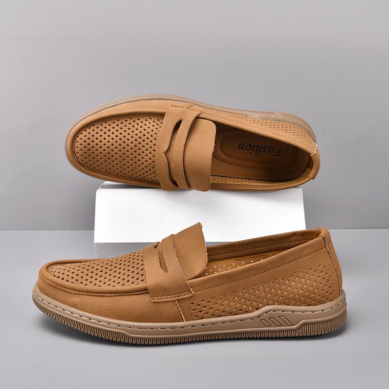 Fashion Genuine Leather Men's Loafers Handmade Men Slip on Shoes Walking Moccasins Casual Male Work Flats Breathable Male Business Shoes
