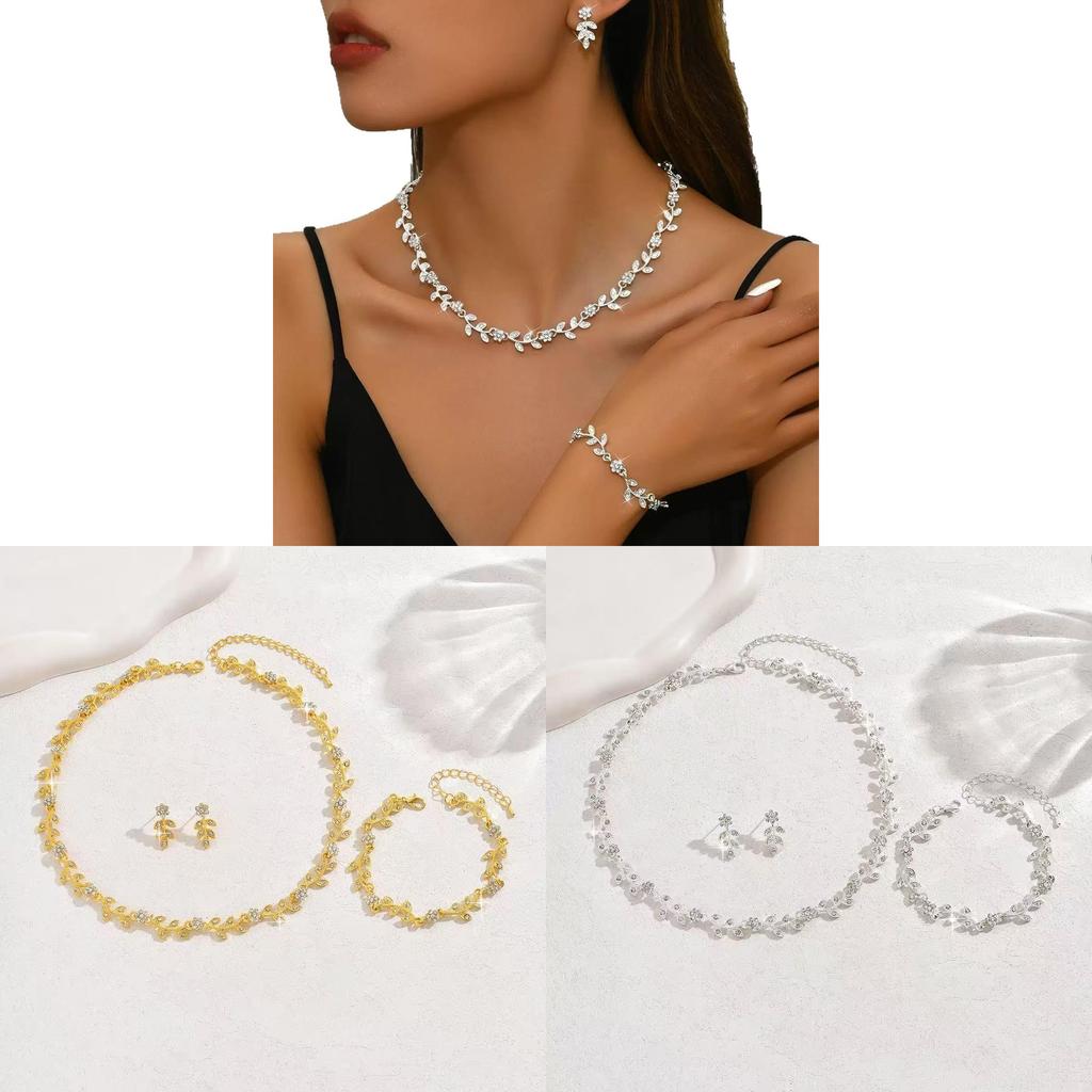Minimalist Flower Necklace And Earring Set For Women With Water Drip Pendants Summer