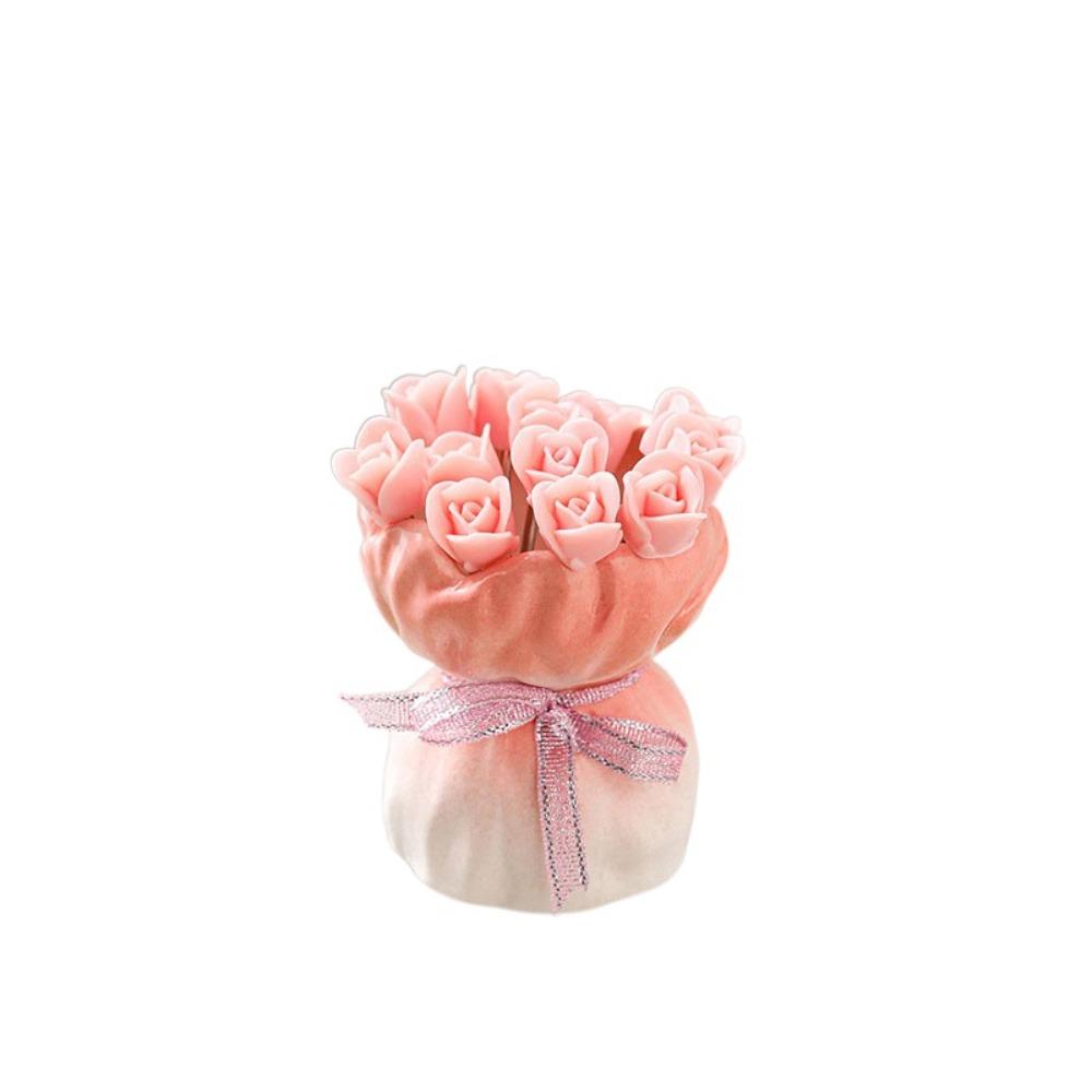 

Rose Ceramic Fruit Forks Set Creative Ins Style Dessert Forks with Storage Jar Household Decorative рожевий