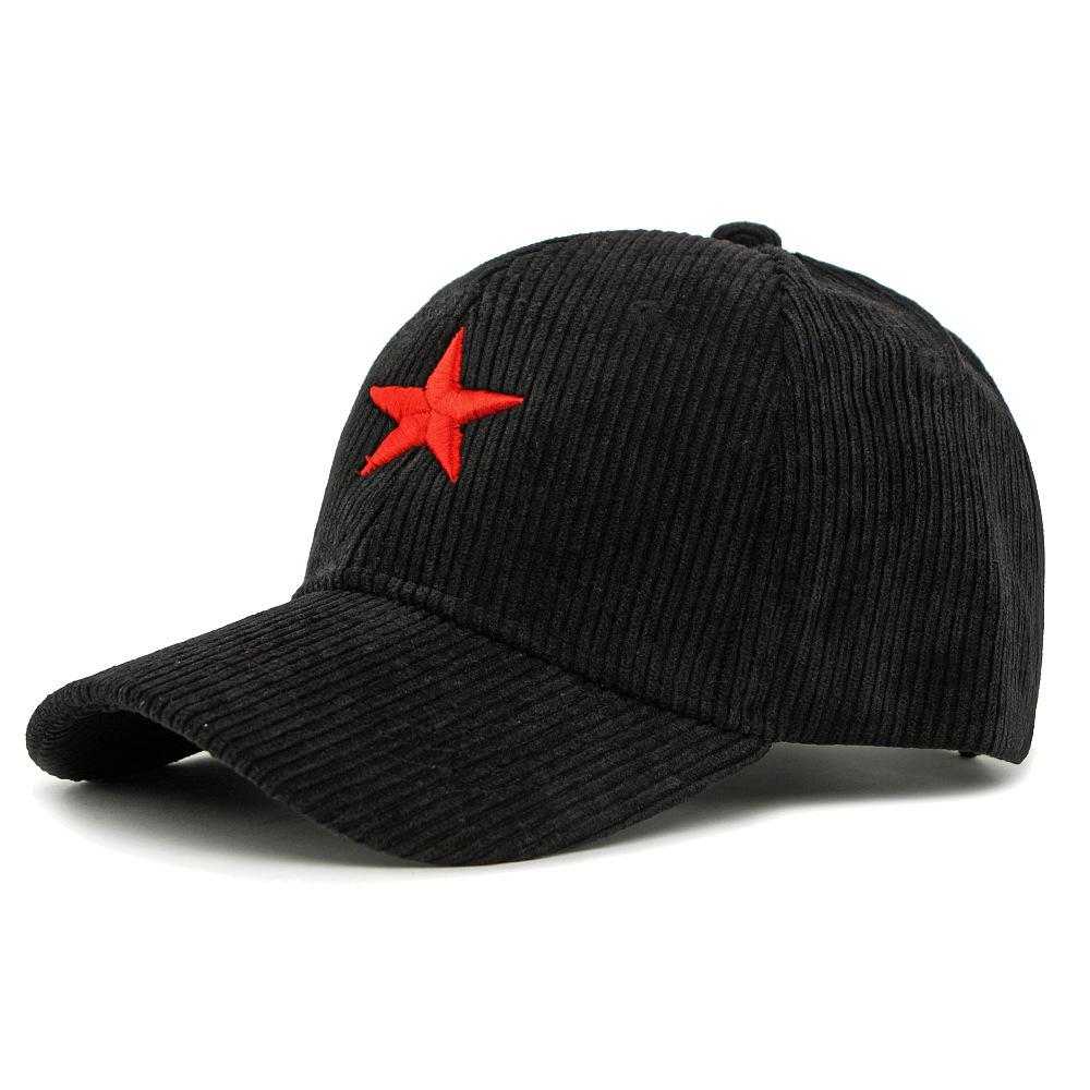 Spring Autumn Corduroy Hat Men's Hard Top Baseball Cap Five-Pointed Star Embroidered Cap Outdoor Sunscreen Hat for Women