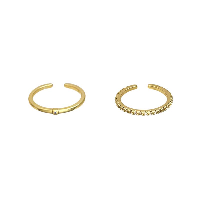 Gold-Tone Zirconia Pave Open Band Ring Set for Women