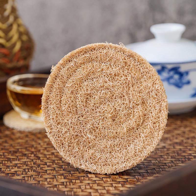 Loofah Heat-Absorbing Teapot & Coaster Mat for Tea Ceremonies Double-sided Coaster 6CM