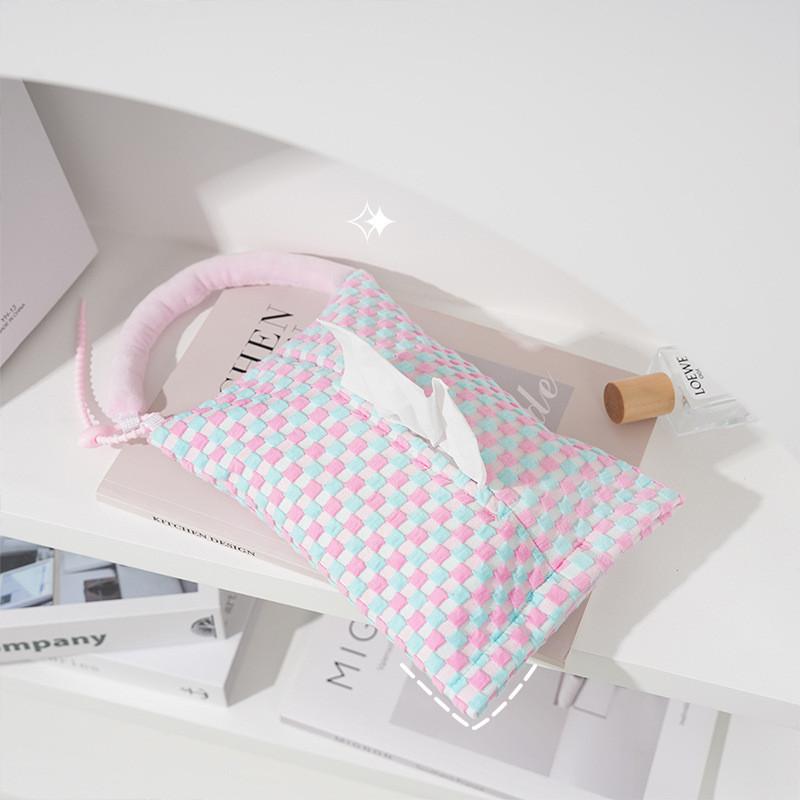 Modern Minimalist Grid Pattern Tissue Box With Automatic Dispenser For Office Desk Decor