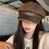 Women S Vintage Pu Leather Octagonal Newsboy Cap Casual Winter Autumn