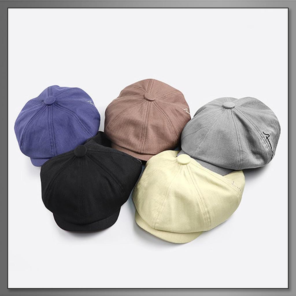 Newsboy brodată cu UV Cold CAP586 [Buzz Selection] Pălărie, Pălărie, Logo, Litere, Elegant, Protecție, Protecție, Bărbați, Femei, (Negru)