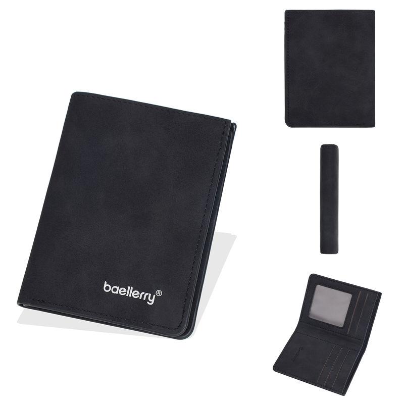 Baellerry Men Short Wallets Casual PU Leather Bifold Card Holder Vintage Design Mini Purse