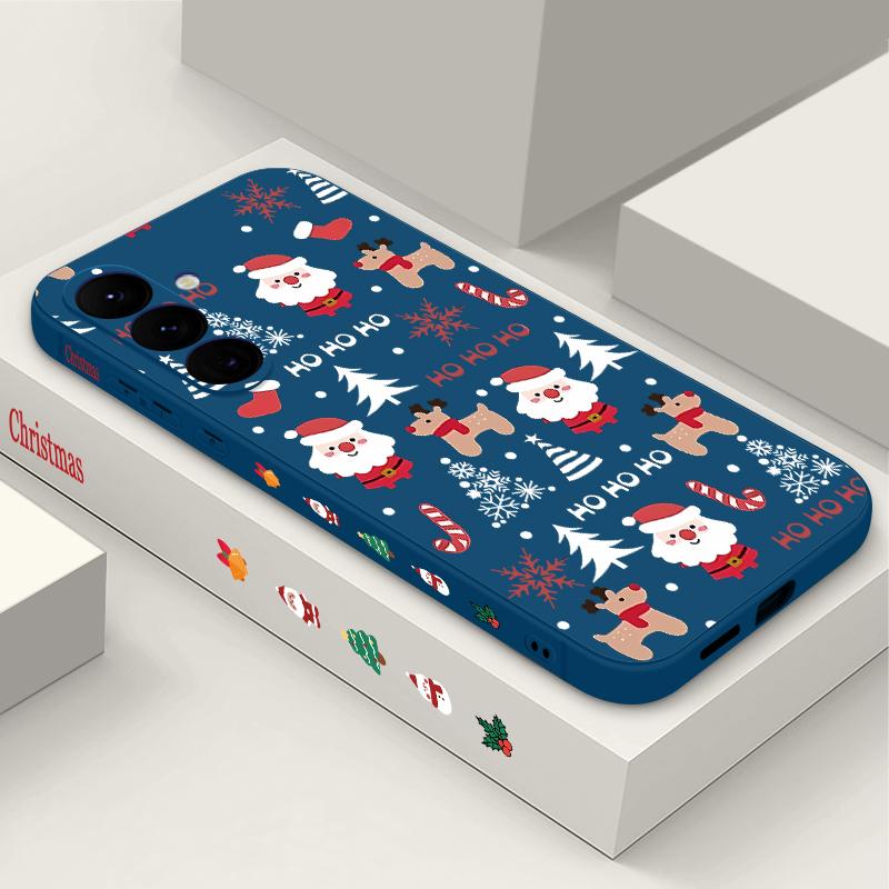 Christmas Deer Pattern Phone Case For Samsung Galaxy S24 S25 Ultra S23 S22 Ultra S21 S20 FE A14 A34 A15 A35 A52 A53 A54 A55 5G A16A36A56 Lanyard Cover