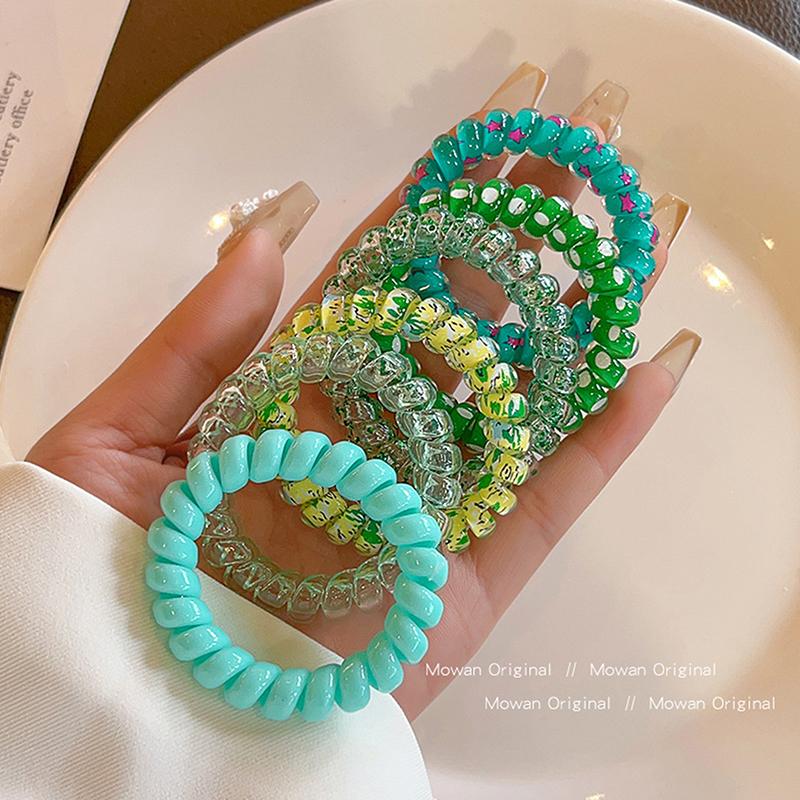 6Pcs Candy Color Hair Rope Girl Summer Telephone Wire Elastic Hair Band Frosted Spiral Cord Rubber Hair Tie Stretch Headband